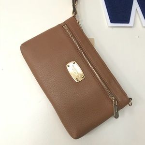 Michael Kors brown leather wristlet